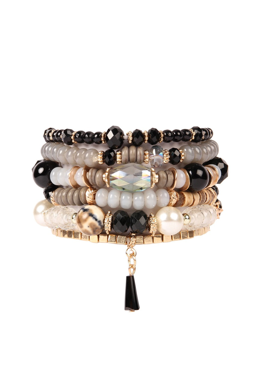 Black Multi-Stone Stackable Bracelets