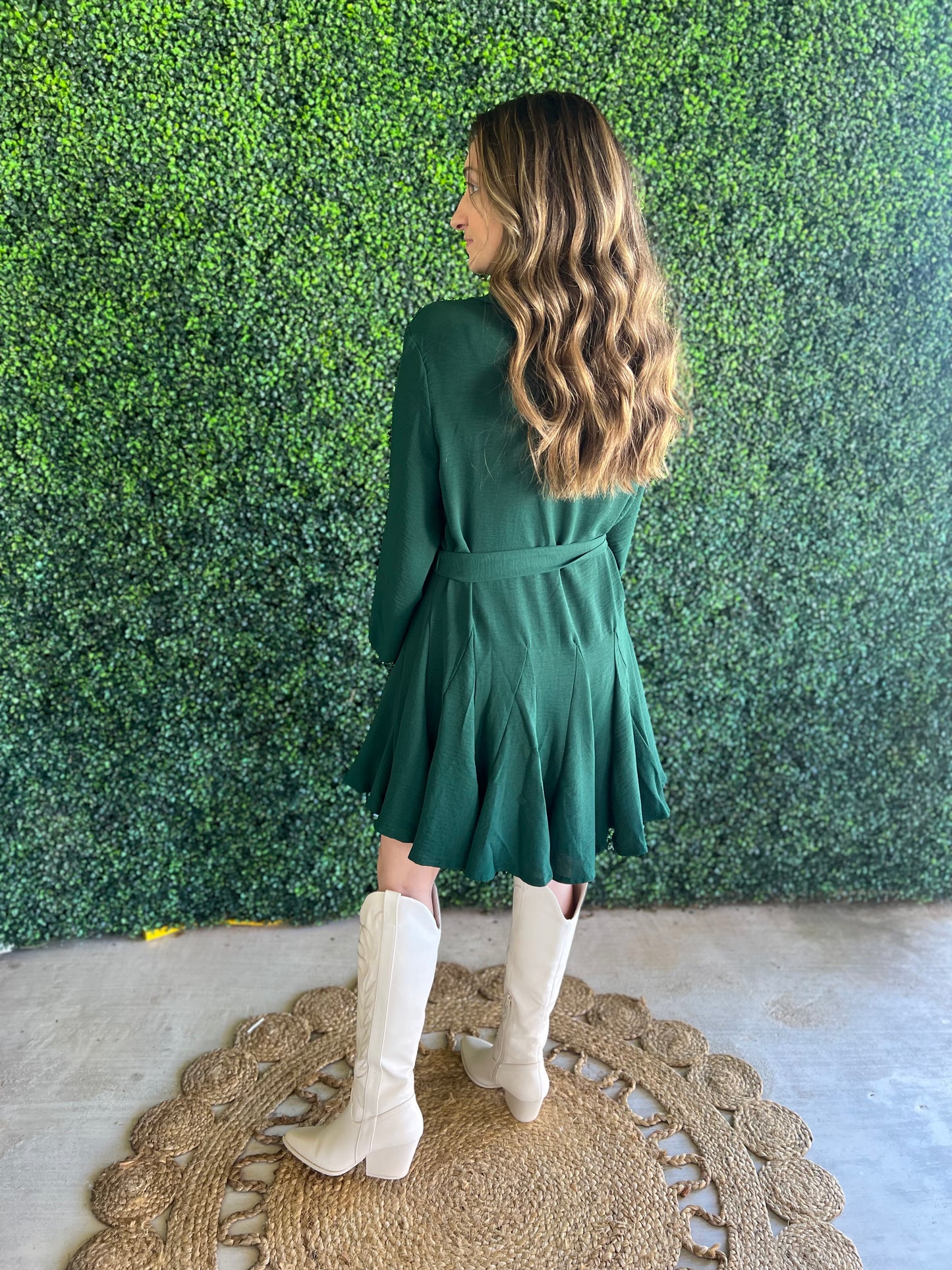 Pleated Green Dress