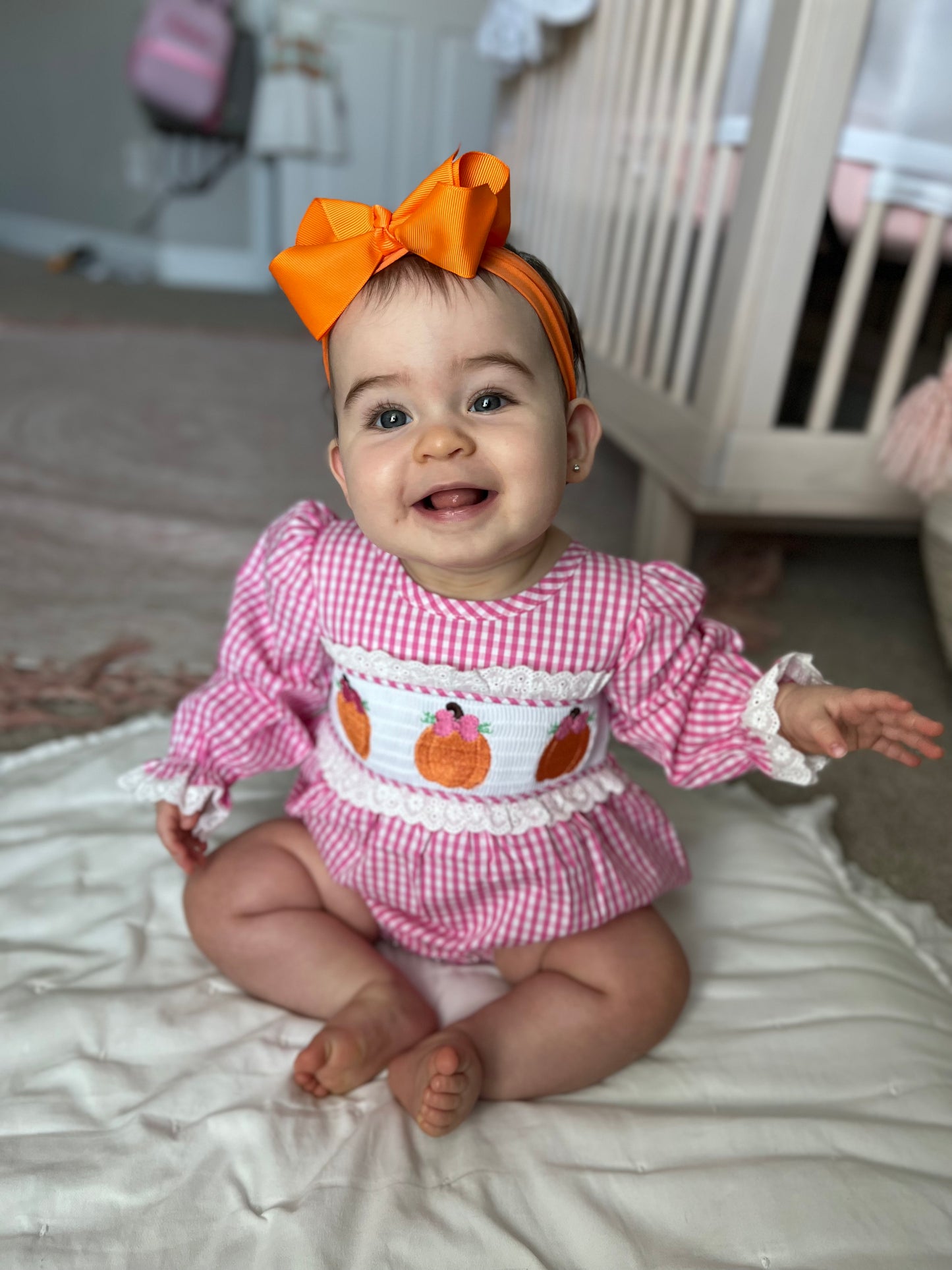 Pink, Plaid, Pumpkin Baby Romper