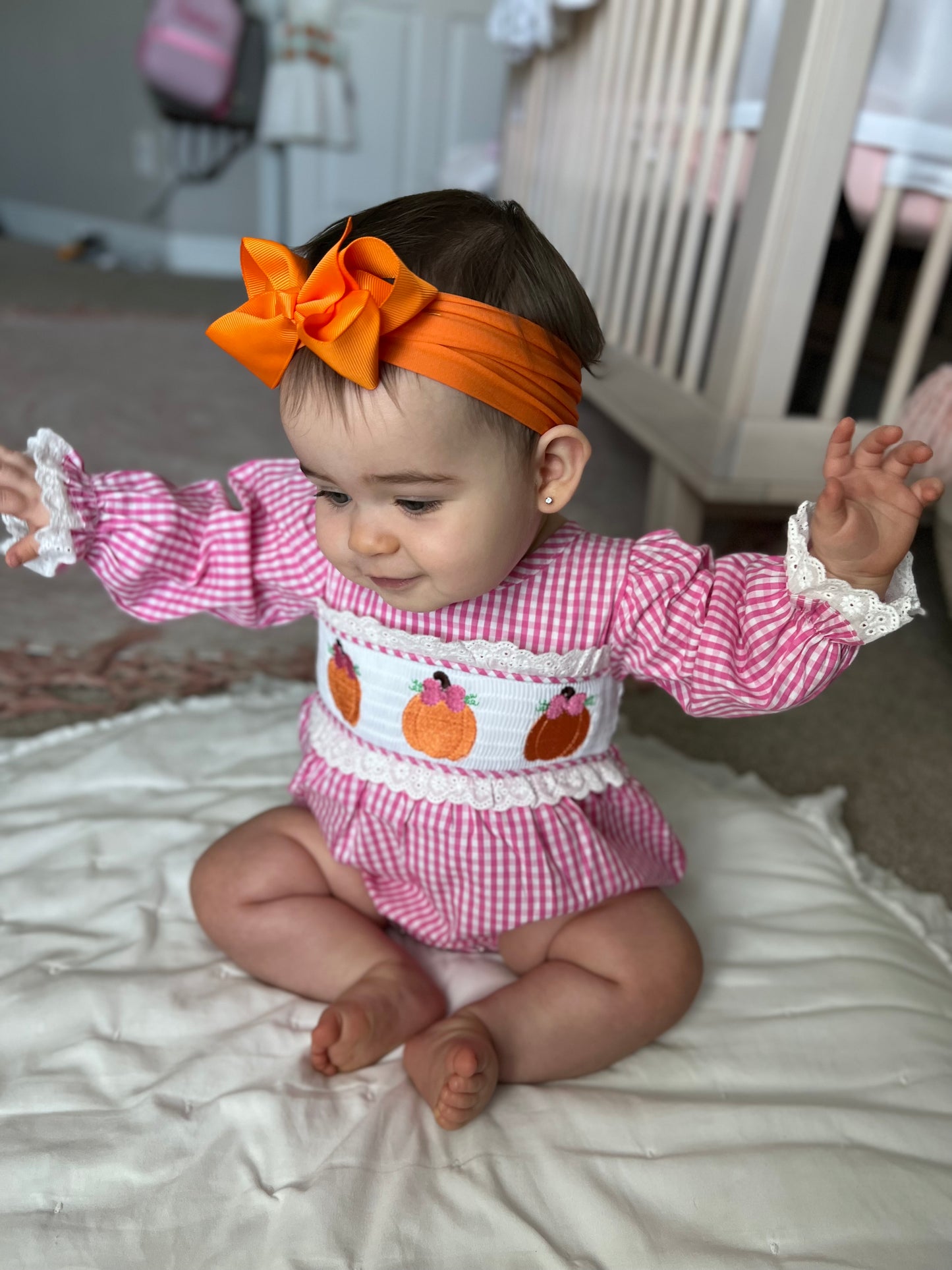 Pink, Plaid, Pumpkin Baby Romper