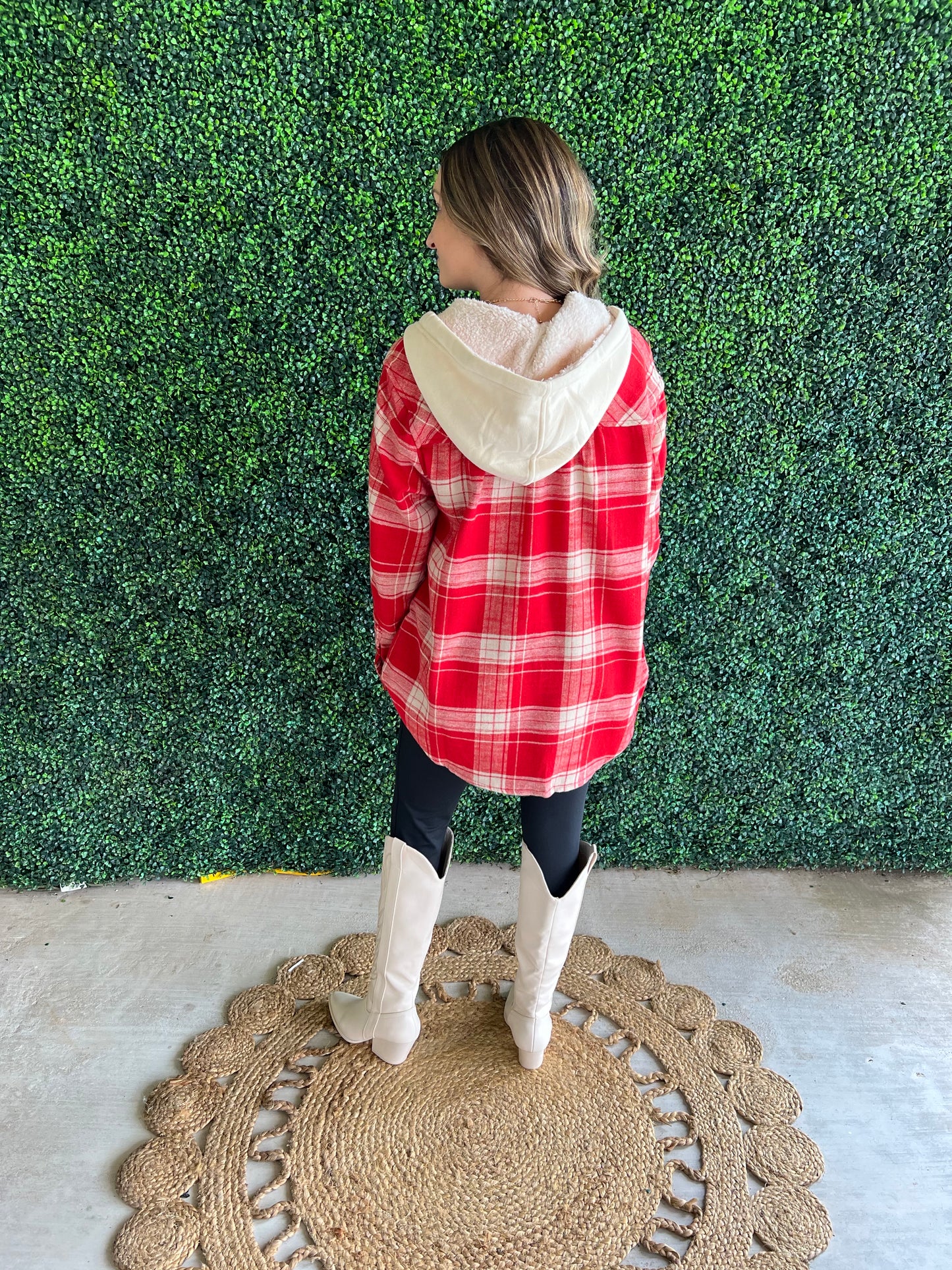 Red Plaid Top with Hood