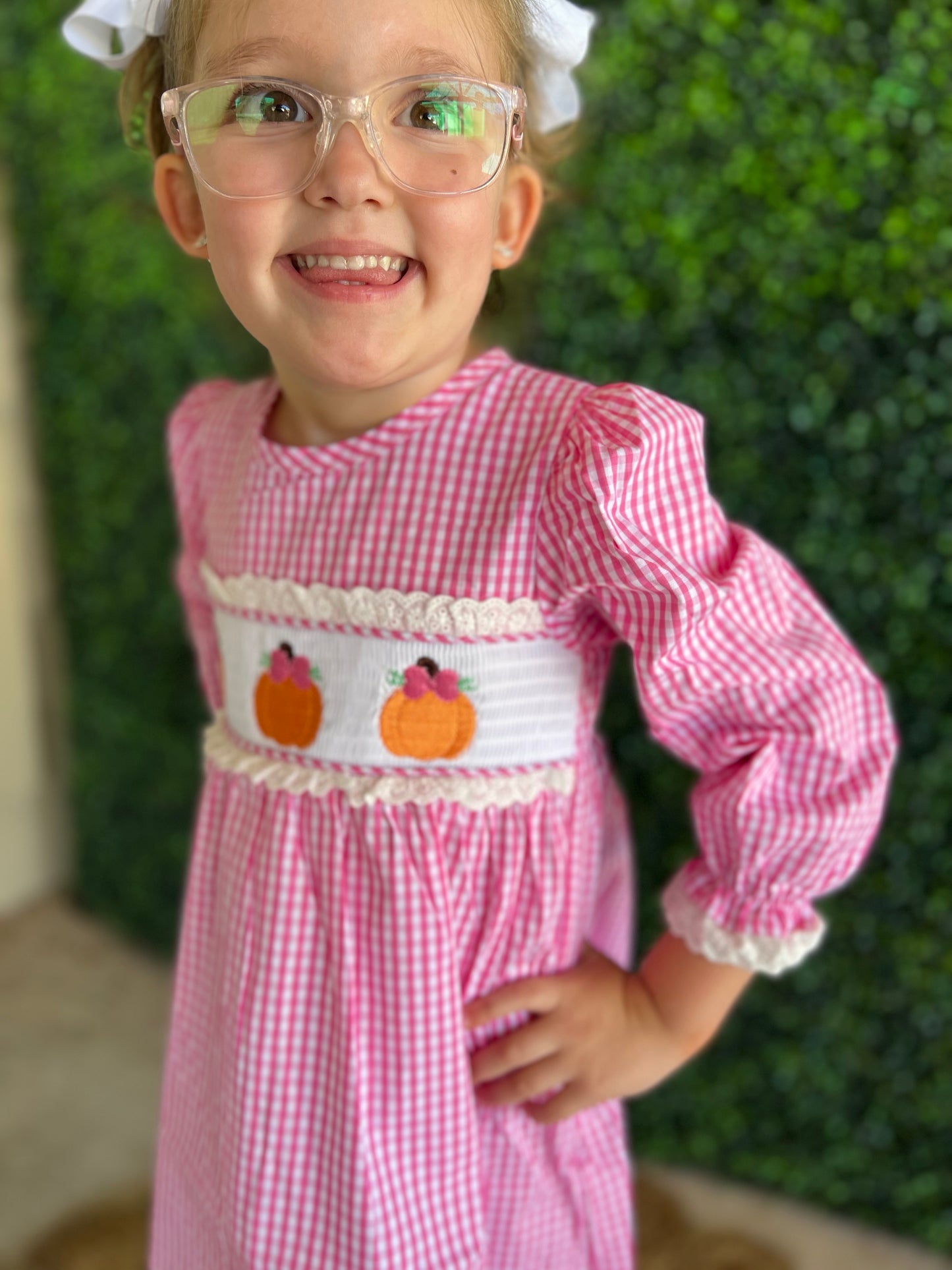 Pink, Plaid, Pumpkin Kids Dress