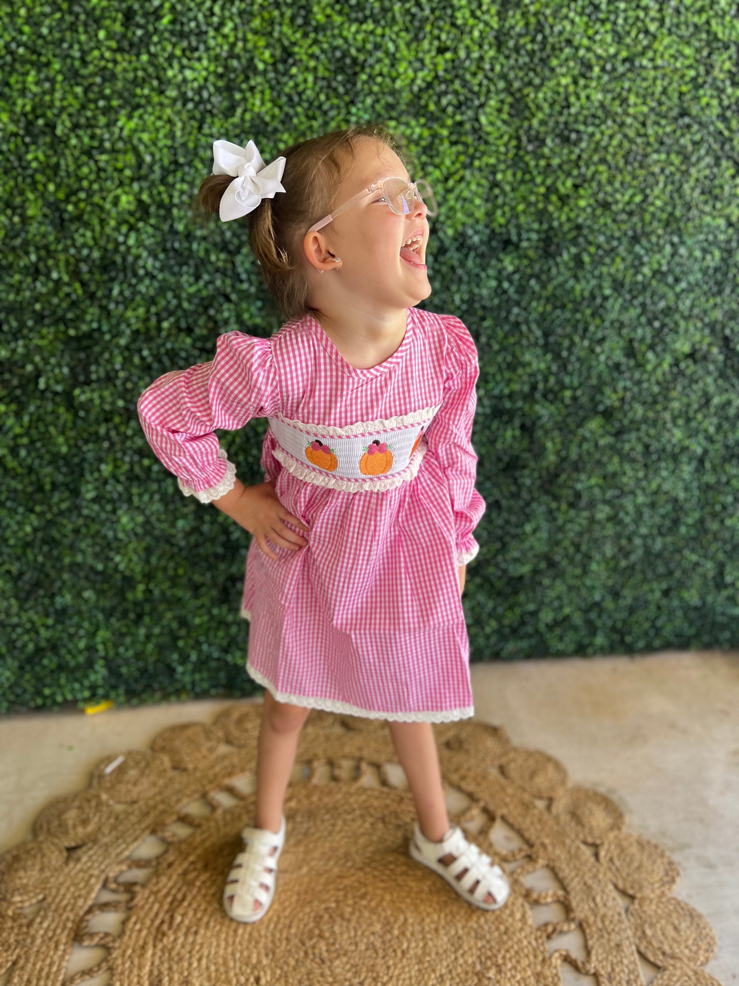 Pink, Plaid, Pumpkin Kids Dress