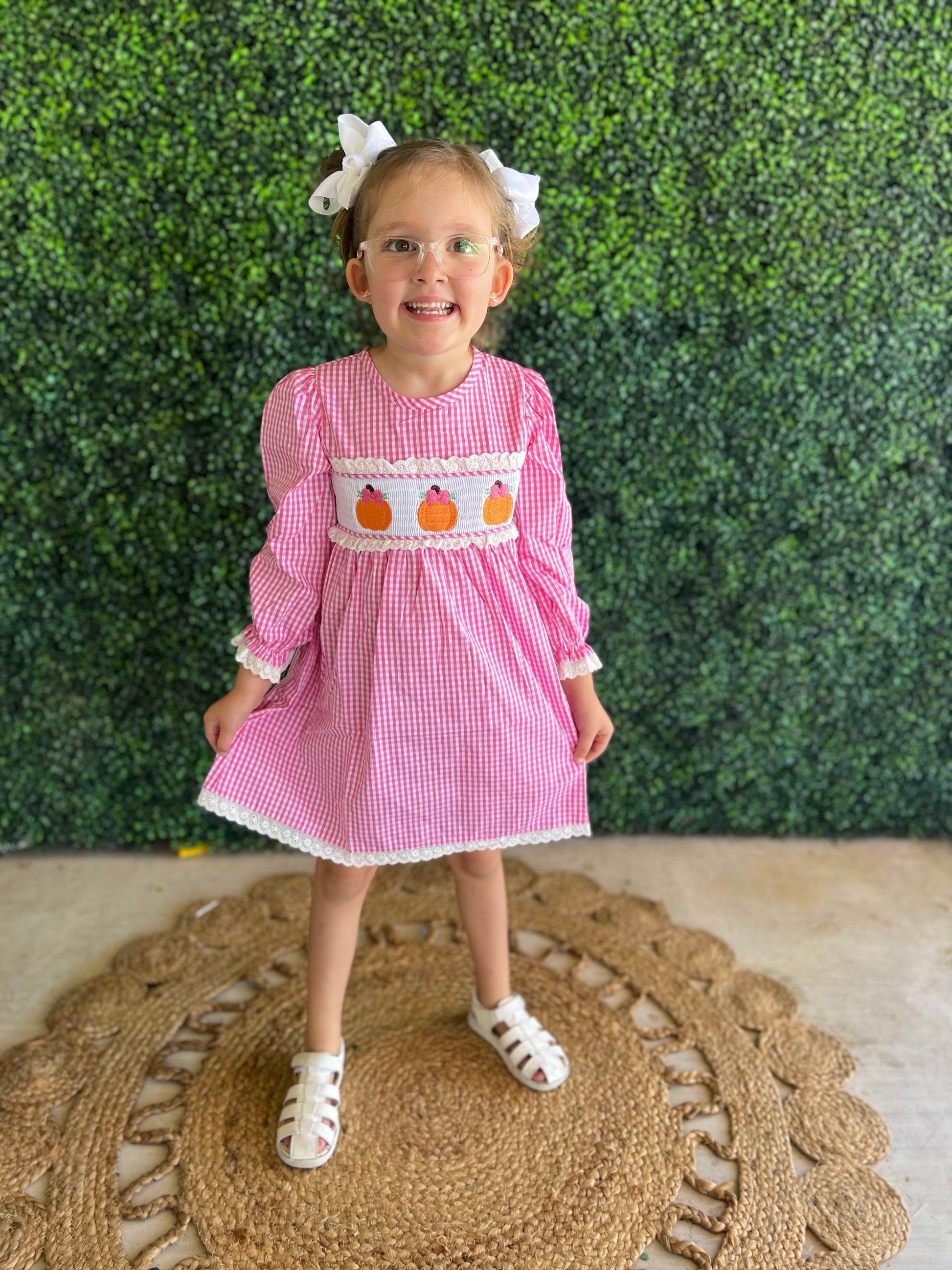 pink pumpkin dress Proper Peony Girls Pink Pumpkin Field Dress 12M