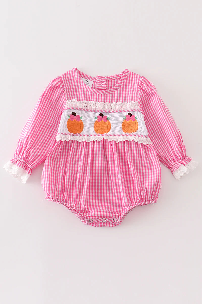 Pink, Plaid, Pumpkin Baby Romper