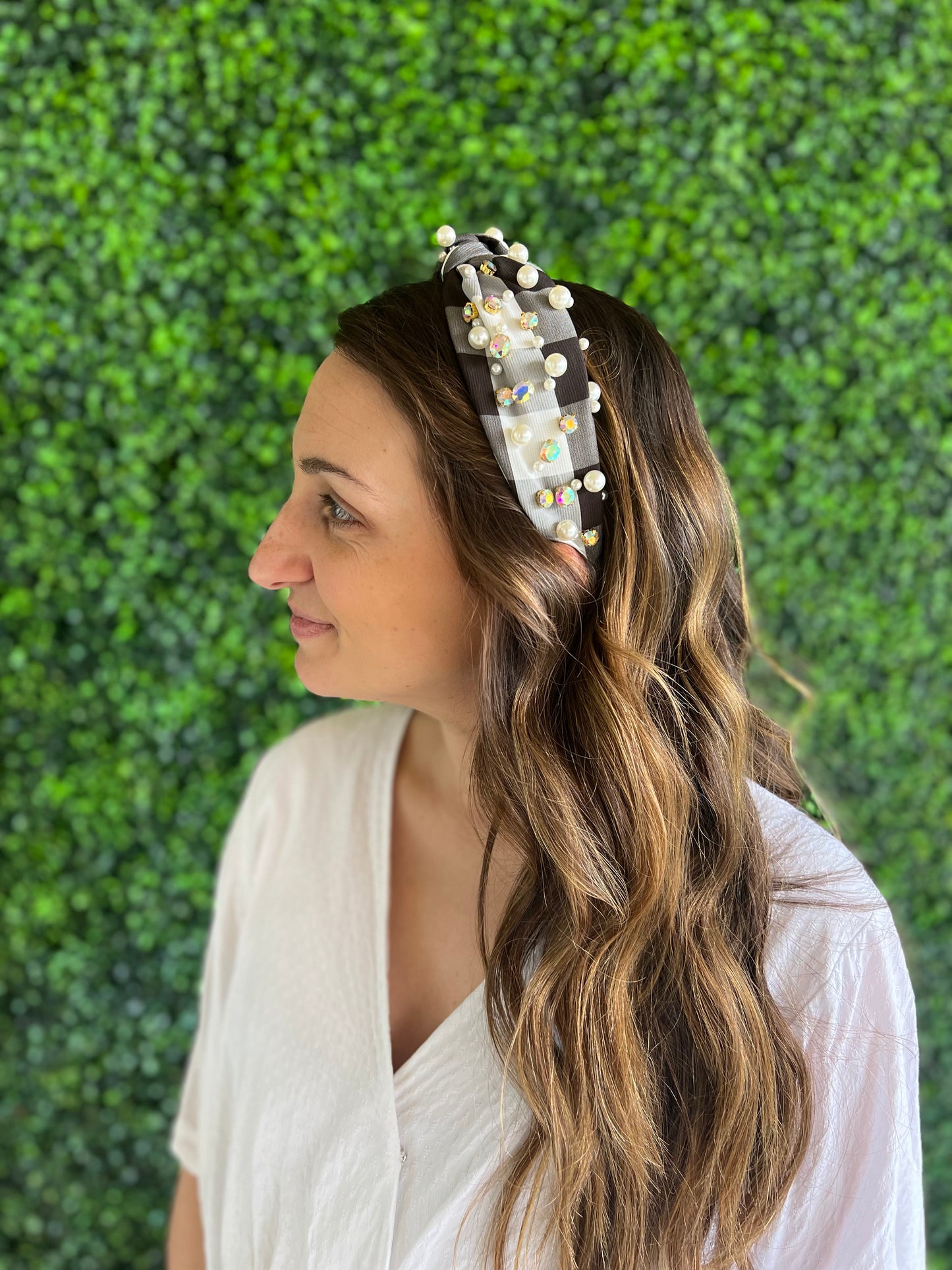 Plaid and Pearls Headband (4 colors)